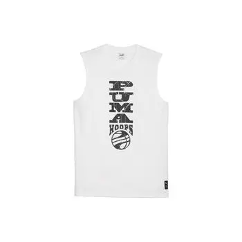 Puma Hooper Letter Print Повседневный дышащий жилет без рукавов с круглым вырезом для мужчин, топы, белый 624829-02 XL