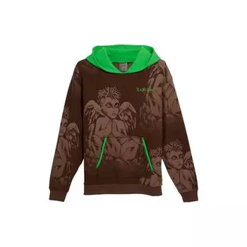 Puma Hoops X Lafrance Angel Pattern Контрастная толстовка с капюшоном и длинными рукавами Мужская толстовка с капюшоном Коричневый Зеленый 625664-01 L