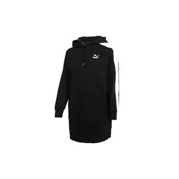 Puma Iconic Hooded Dress With Logo Patchwork Women Dress Black 532292-01