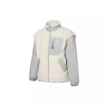 PUMA карманная вышитая искусственная овчина в стиле пэчворк, хлопковая куртка, мужские куртки, белые 534974-93 L