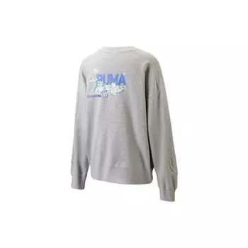 Puma Классика Joy Графический круглый вырез Толстовка Женская Топы Серый 539955-04 XS