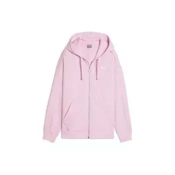 Puma Куртка с капюшоном, однотонная, с небольшим логотипом, на молнии, с заниженной линией плеч, с длинным рукавом, женская, розовая 682154-60 S