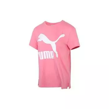 Puma Футболка с круглым вырезом и большим логотипом, женская, ярко-розовая 596512-78 M