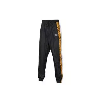 Puma Леопардовый принт сплайсированные беговые тканые брюки мужские брюки черные 579511-21 XL