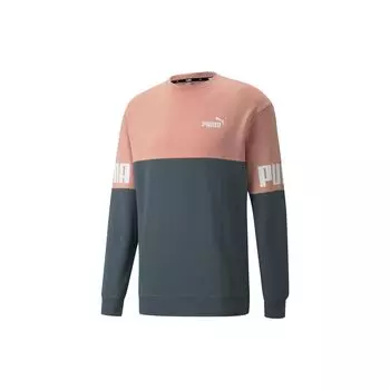 Puma Спортивная толстовка с круглым вырезом и принтом логотипа в виде буквы, цветные блоки, мужские топы, серо-голубые, розово-розовые 670935-42 S