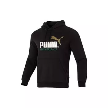 Толстовка с капюшоном для фитнеса и тренировок Puma Letter Print с флисовой подкладкой, цвет черный 678413-01 L
