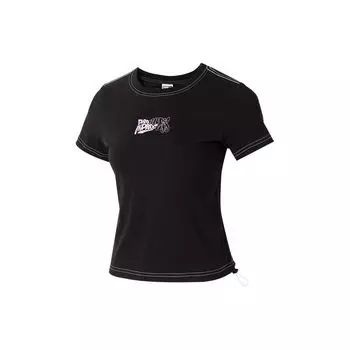Puma Письмо с принтом, уличная мода, удобная повседневная футболка для бега, фитнеса, тренировок, спортивная футболка с круглым вырезом и короткими рукавами, женские топы, черный 626865-01 M
