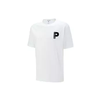 Puma Футболка с принтом букв, спортивная, с круглым вырезом и коротким рукавом, унисекс, белая 539662-02 M