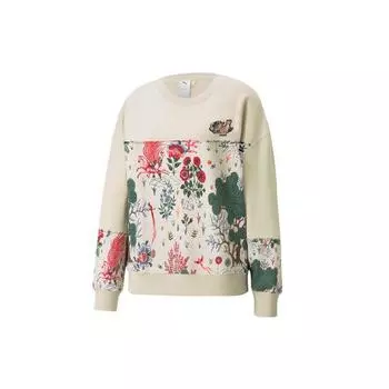 Puma Liberty Collaboration Вязаный свитер с круглым вырезом и ботаническим цветочным узором Женские топы Береза 532888-98 XS