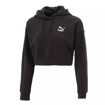 Puma Logo Embroidered Outdoor Loose Short Hoodie Women hoodies Black 625398-01 L