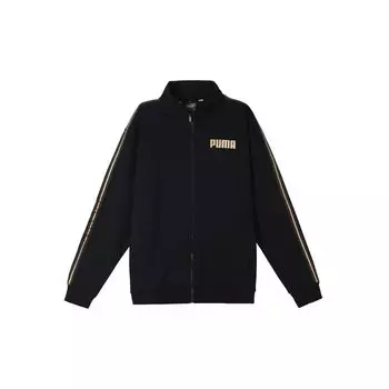 Puma Logo Print Флисовая трикотажная куртка Мужская Верхняя одежда Черный 587138-01 XL