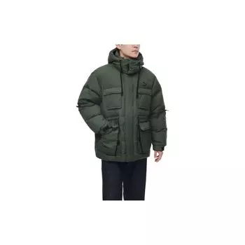 PUMA Logo Print Hooded Down Jacket Мужская Верхняя одежда Зеленый 932542-02 S