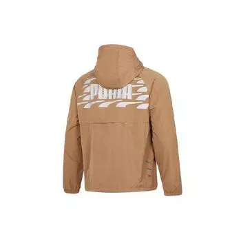 Puma Logo Print Loose Hooded Jacket Unisex Jacket Brown 537015-63