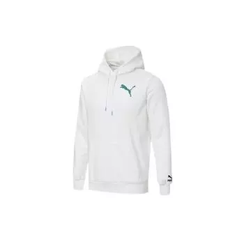 Puma Logo Print Повседневный спортивный пуловер с капюшоном Мужские топы Белый 596632-12 L