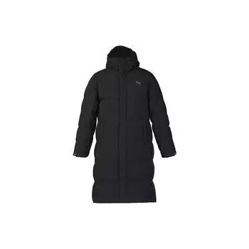 PUMA Logo Print Сплошной цвет Пуховик средней длины с капюшоном Верхняя одежда унисекс Черный 932587-01 XXL