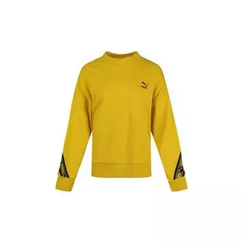 Puma Logo Sports Running Hoodie Women Tops Sulfur-Yellow 596019-20