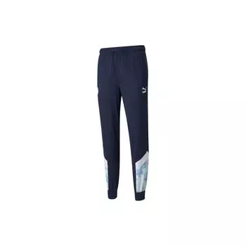 Puma Логотип печати дышащие трикотажные спортивные брюки с манжетами мужские брюки синие 765204-05 S