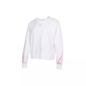 Puma Логотип Повседневный спортивный свитер с круглым вырезом Женская толстовка Белая 531078-02 L