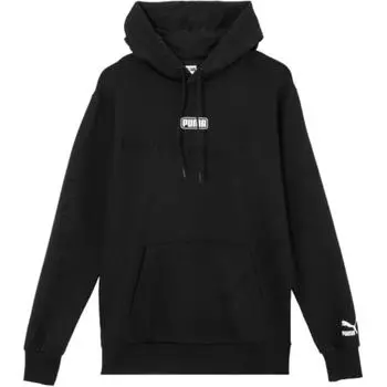 Puma Логотип с буквенным принтом и кулиской, толстовка с капюшоном унисекс, черная 536770-01 M
