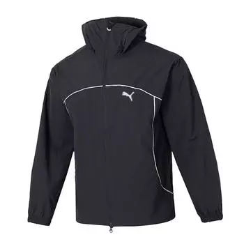 Puma Логотип Уличная Повседневная Спортивная Толстовка на Молнии с Капюшоном для Бега Дышащая Куртка Мужская Куртка Черная 628484-69 L