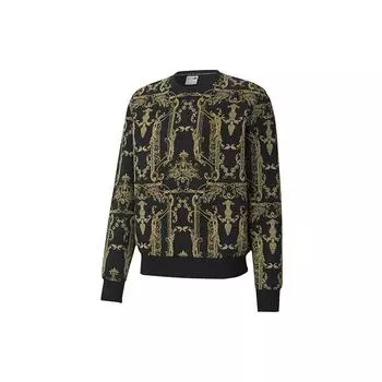 Puma Luxe Aop Crew Повседневный спортивный свитер с круглым вырезом Трикотажный свитер Мужской свитшот Золотой 530305-51 XS