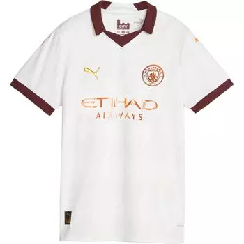 Puma Manchester City 23/24 Away Color Block Fashion Удобный мягкий пуловер с коротким рукавом Футболка женская топы Белый 770451-02 XXL