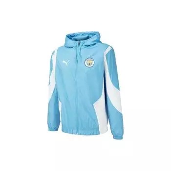 PUMA Manchester City FC Предматчевая тканая куртка Anthem с контрастным капюшоном Мужская верхняя одежда Голубой 772846-01 S