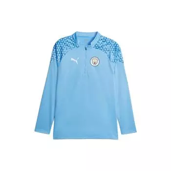 PUMA Manchester City Football Пуловер с длинными рукавами и молнией на четверть, мужские топы, голубой 772858-15 M