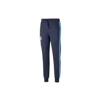 Puma Manchester City Ftblheritage T7 Спортивные брюки в полоску с принтом и шнурком, свободные вязаные спортивные брюки с манжетами, мужские брюки синие 769497-02 M