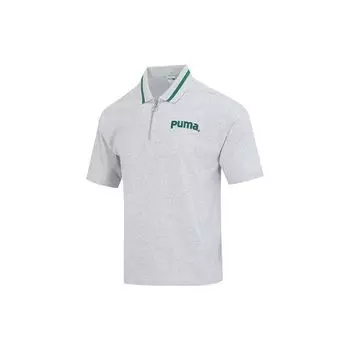 Puma Мужская рубашка поло с коротким рукавом и принтом логотипа, серая 622541-04 M