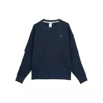Puma Navy Series однотонный трикотажный повседневный свитер с круглым вырезом и длинными рукавами унисекс свитер темно-синий 623128-16 XS