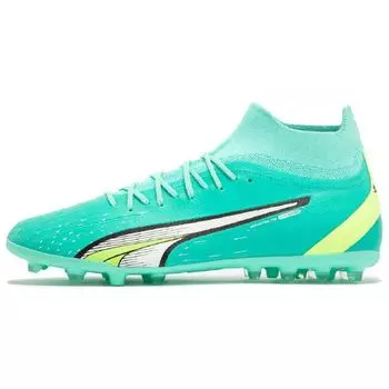 Puma Нескользящие износостойкие мужские кроссовки Ultra Pro с круглым носком на шнуровке MG, мятно-зеленые 107242-03
