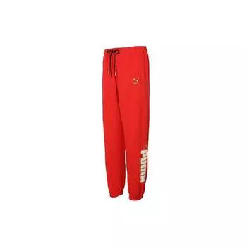 Puma Новогодняя серия Маджонг с принтом, повседневные трикотажные штаны для бега, мужские брюки, красные 531296-23 L