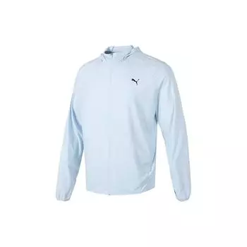 Puma Однотонная мужская куртка с капюшоном для бега, фитнеса и тренировок, светло-голубая 682912-69 S