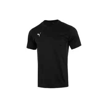 Puma Однотонная повседневная дышащая футболка для фитнеса, спорта, тренировок на открытом воздухе, модная, удобная, с круглым вырезом и коротким рукавом, мужские топы, черная 658636-03 XS