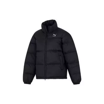 PUMA однотонная стеганая куртка с вышивкой логотипа и воротником-стойкой на молнии, мужская верхняя одежда, черная 933442-01 M