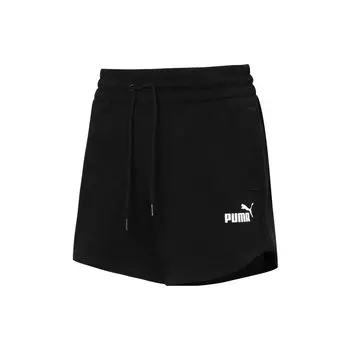 Puma Однотонные повседневные шорты из хлопка с логотипом и завязками, прямые женские шорты черного цвета 670956-01 XL