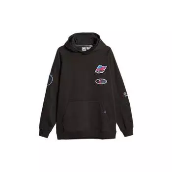 Puma Однотонный логотип с длинным рукавом, приталенная толстовка с капюшоном, мужская толстовка с капюшоном, черная 621073-01 S