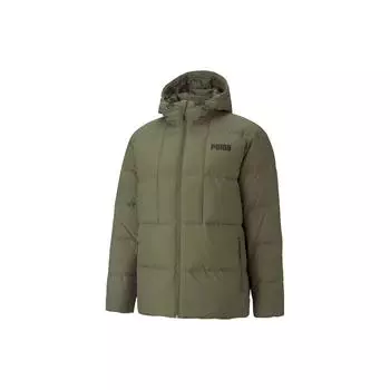 Puma Однотонный пуховик с капюшоном и принтом логотипа, мужская верхняя одежда, зеленый цвет 587722-44 L