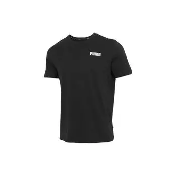 PUMA однотонный пуловер с круглым вырезом, повседневная дышащая футболка с короткими рукавами, топы унисекс, черный 845677-01 M