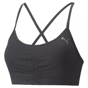 Puma Однотонный спортивный бюстгальтер с перекрещивающимися бретелями, женское нижнее белье, черный 521602-01 XS