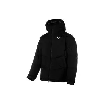 Puma Однотонный стеганый логотип с принтом Повседневный зимний пуховик с капюшоном Мужская верхняя одежда Черный 933464-01 M