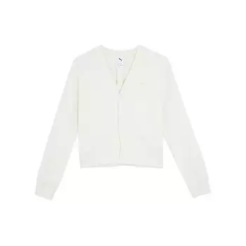 PUMA Open Front Loose Lightweight Knit Sweater Women tops White 627731-65 S
