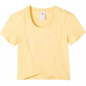 Puma Own The Spotlight Круглый вырез Короткий рукав Дышащая облегающая футболка Женские топы Желтый 628206-95 M