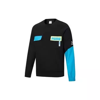 Puma Patched Color Block Round Neck Sweatshirt Мужские топы Черный 532181-01 XS