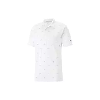 Puma Patterned Short Sleeve Polo Shirt With Collar Men Tops White 533855-01 S