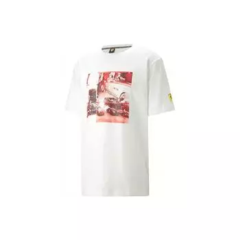 Puma Футболка унисекс с коротким рукавом и круглым вырезом, напечатанная фото-узором, белая 538103-04 M