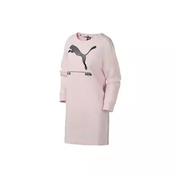 Puma Платье с круглым вырезом и длинным рукавом с буквенным принтом, женские платья, розовое 582770-17 S