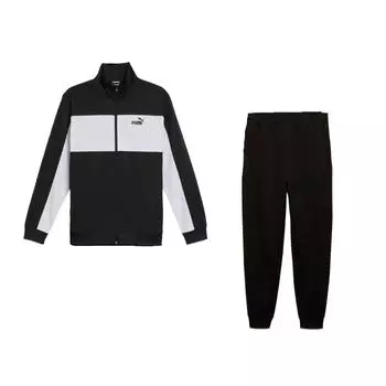 Puma Полиэстеровый цветной костюм, куртка на молнии и длинные брюки, повседневный спортивный комплект, мужской костюм, черный 687740-01 M
