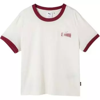 Puma Повседневная дышащая универсальная простая удобная футболка с круглым вырезом и коротким рукавом женская футболка белая 628269-65 S